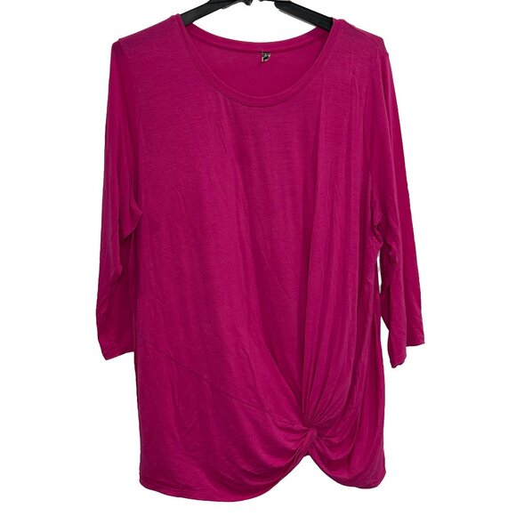 Women's Xersion Long Sleeve Neon Pink Berry Workout Top Size 2X Gibson Twist - Picture 1 of 7